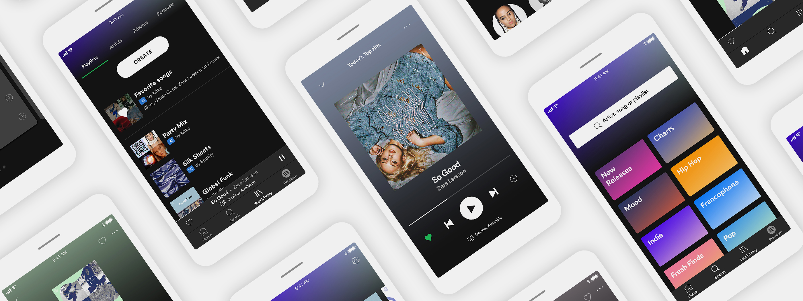 全新改版的 Spotify App,將可讓免費用戶享有自由選曲的新功能。(圖翻攝自Spotify 官網)