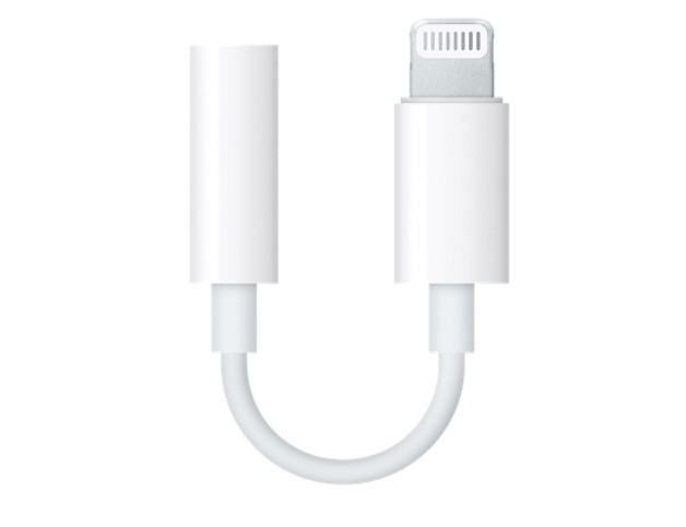 Lightning 對 3.5 公釐耳機插孔轉接器，蘋果官網售價為350元。（圖翻攝自蘋果官網）