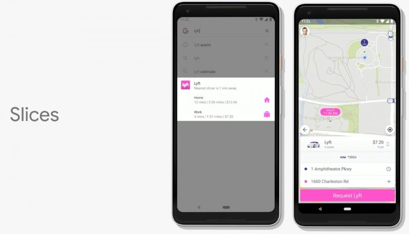 輸入「Lyft」關鍵字,直接顯示相關資料,例如:叫車到預設地點的時間、距離、車資預估等,甚至還可直接叫車。(圖翻攝自Google 官網)