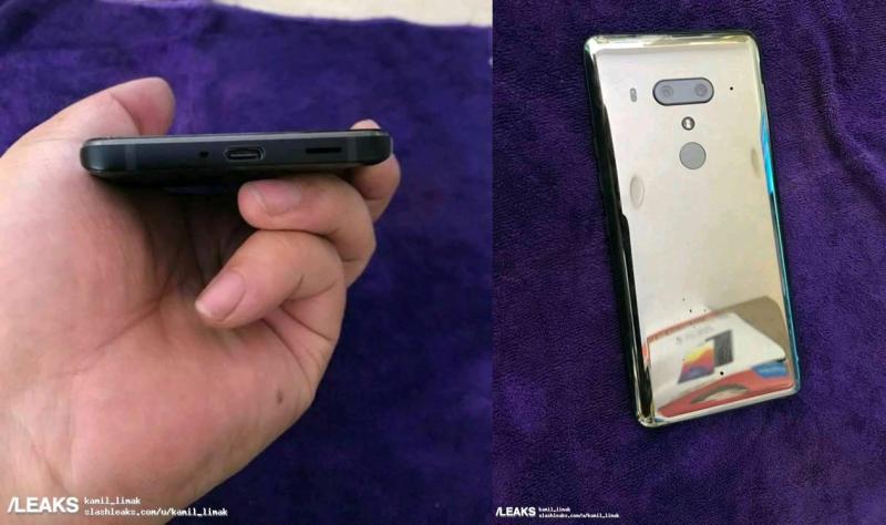 疑似為 HTC U12+實機照於網路曝光,後置主相機搭載雙鏡頭,採用橫向排列的配置。(圖翻攝自Slashleaks)