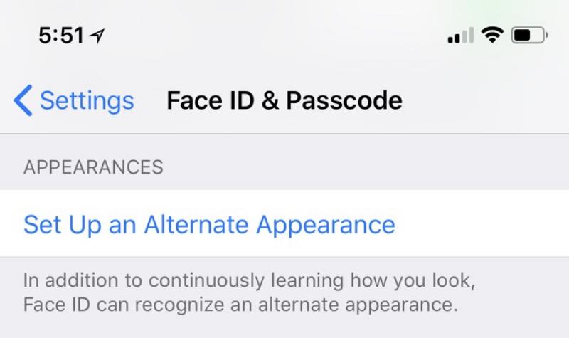 iOS 12,針對iPhone X的Face新增可註冊第二張臉孔的功能。(圖翻攝自MacRumors)