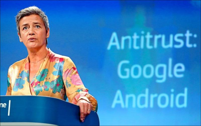 歐盟提告Google違反歐盟的反壟斷法令。圖為歐盟競爭事務執委思塔格。(圖法新社)