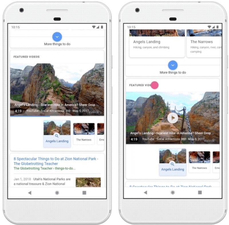 Google Search 搜尋的新功能之一,強化影音、照片搜尋結果。(圖翻攝自9t05Google)