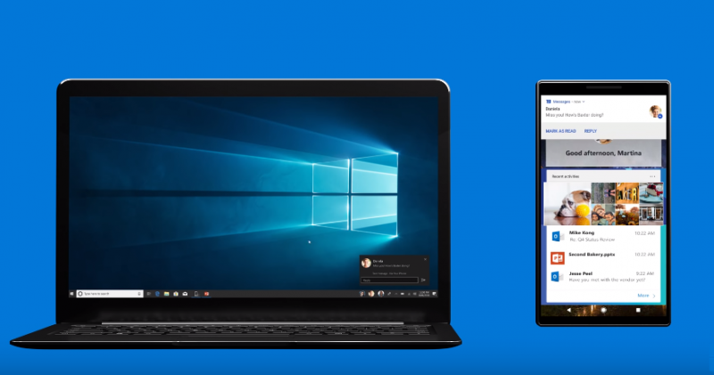 Windows 10 十月更新版正式上線,透過「Your Phone」App,可把手機螢幕投放到電腦上。(圖微軟提供)(圖片來源/微軟提供)