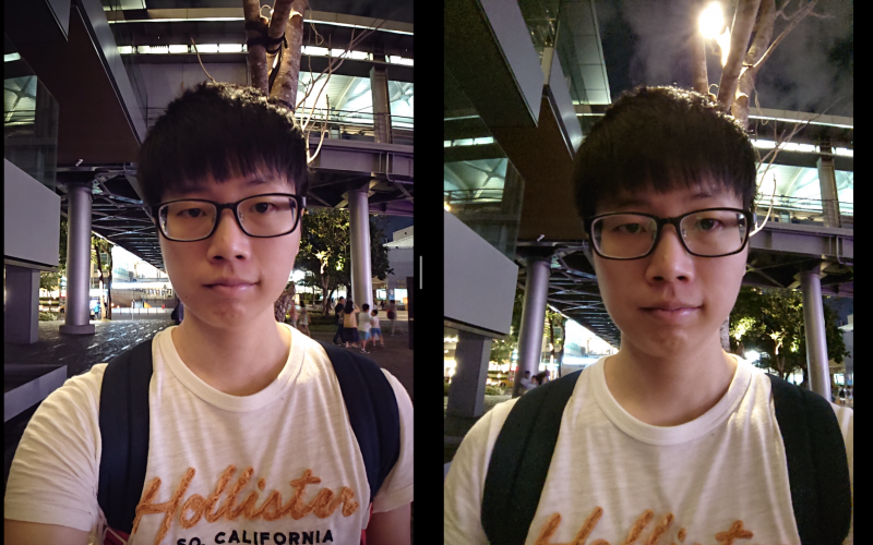 前鏡頭。圖左為 XZ3,右為 XZ2。XZ3 的噪點控制、細節表現好得多(圖/記者黃敬淳攝)