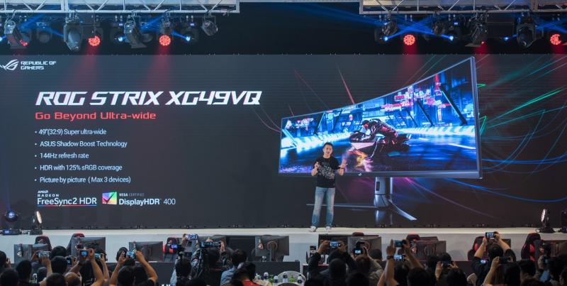 ROG Strix XG49VQ 是49吋1800R超寬曲面HDR電競螢幕,具備Double Full HD解析度、329長寬比以及疾速144Hz畫面更新率。(圖片來源/華碩提供)
