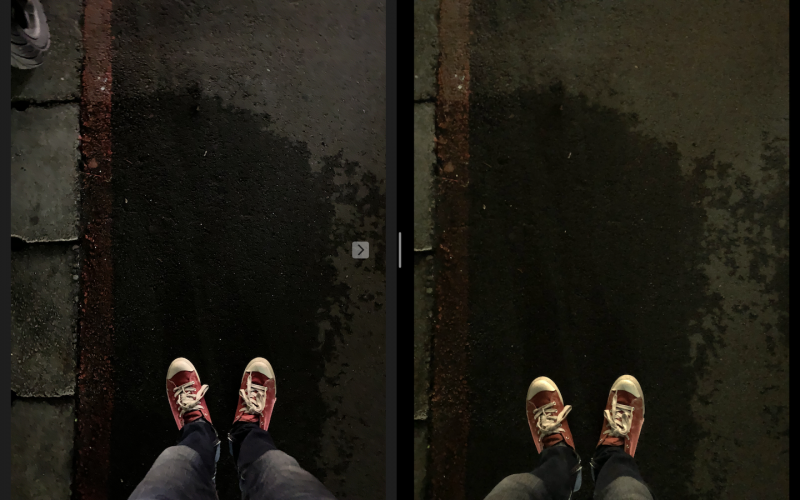 圖左為 iPhone XR、右為 iPhone 8 Plus。低光源下，是XR 的成像較乾淨（圖／記者黃敬淳攝）