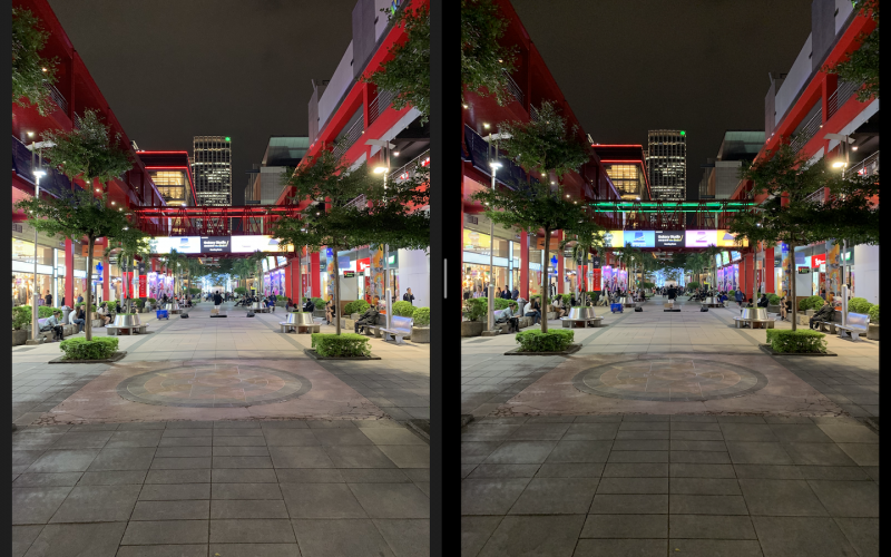 圖左為 iPhone XR、右為 iPhone XS Max。XR 的曝光出現明顯失誤（圖／記者黃敬淳攝）