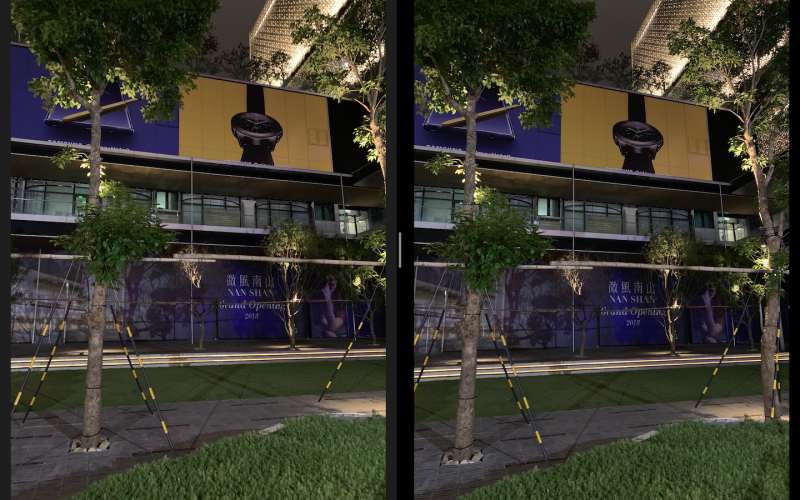 圖左為 iPhone XR、右為 iPhone XS Max。在多數情況下，兩者的夜拍都沒有大太差異（圖／記者黃敬淳攝）