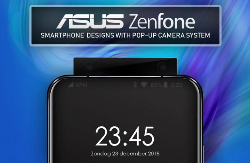 華碩向歐盟智慧財產局《圖申請兩項與全螢幕設計有關的專利，已獲得核准。其中一項為機身頂端中央採用「彈出式」相機鏡頭設計。（圖翻攝自LetsGoDigital》