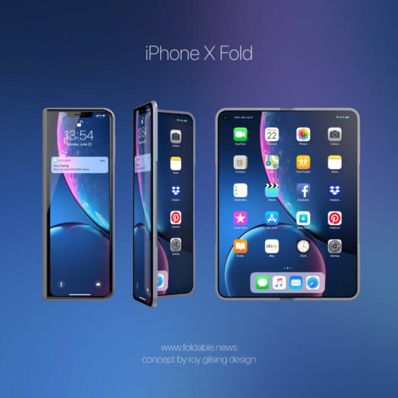 摺疊式iPhone假想概念設計圖。（圖翻攝自Foldable）