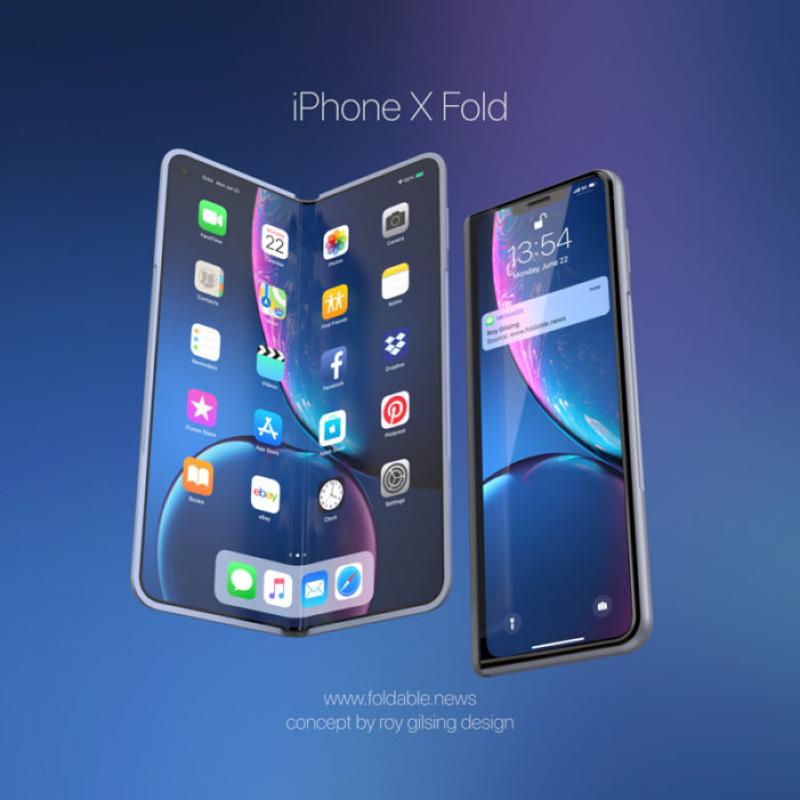 摺疊式iPhone假想概念設計圖。（圖翻攝自Foldable）