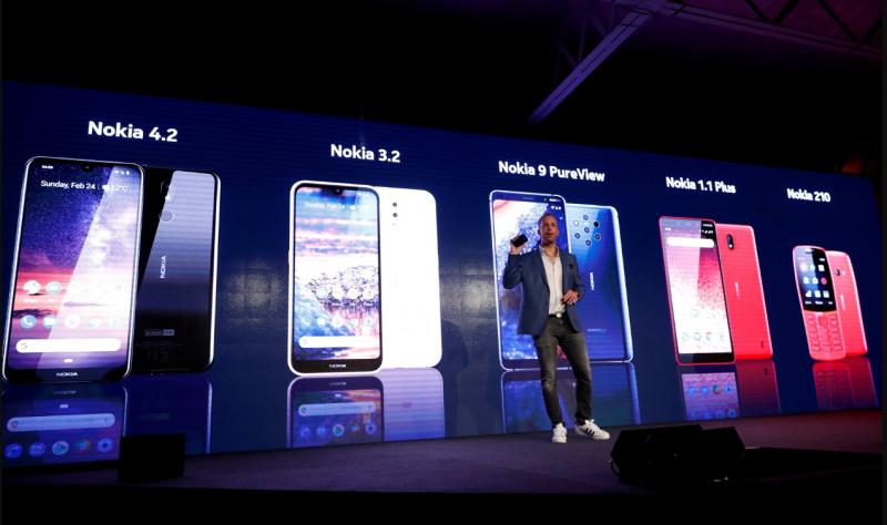 Nokia 於今年MWC 2019 大展,發表上半年度的新機陣容,共推出 4 款智慧型手機。以及1款功能型手機。(圖/路透)