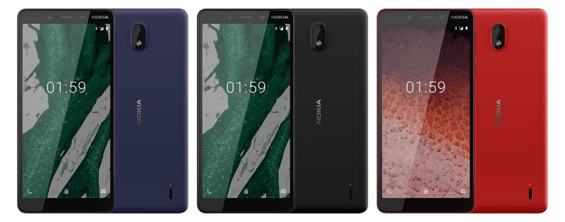 入門機款 Nokia 1 Plus,內建1GB記憶體,搭載Android 輕量級系統。(圖翻攝自Nokia官網;編輯合成)