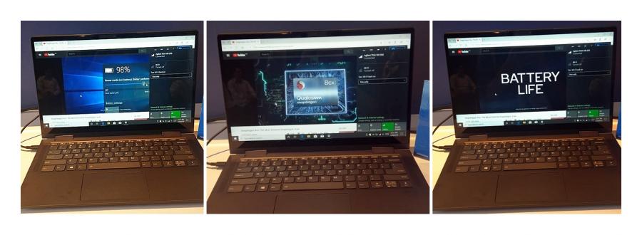 高通攜手聯想推出全球首款 5G 常時連網筆電。目前為原型機研發階段,預計年底前上市。(圖/記者劉惠琴攝)