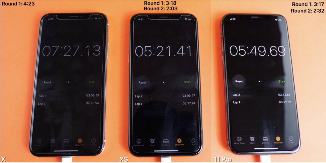 從左至右依序為,iPhone X、XS、11 Pro(圖/翻攝 YouTube)