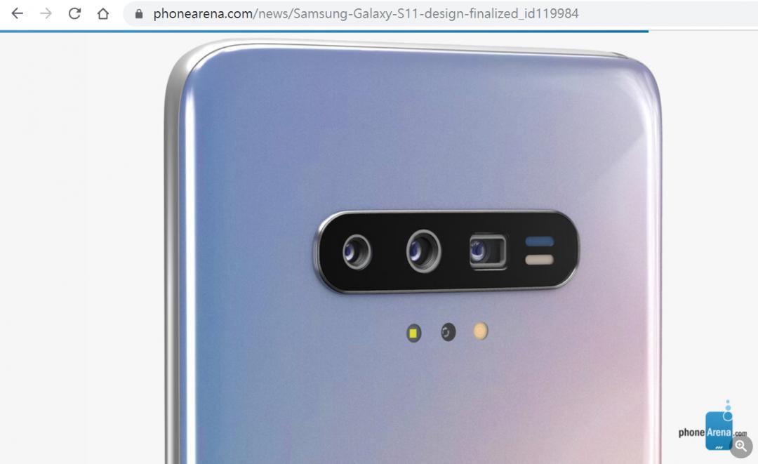 外媒繪製相關傳聞規格繪製的三星S11渲染圖。(圖翻攝自PhoneArena)
