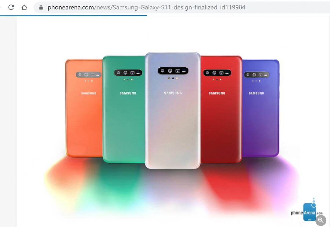 外媒繪製相關傳聞規格繪製的三星S11渲染圖。(圖翻攝自PhoneArena)