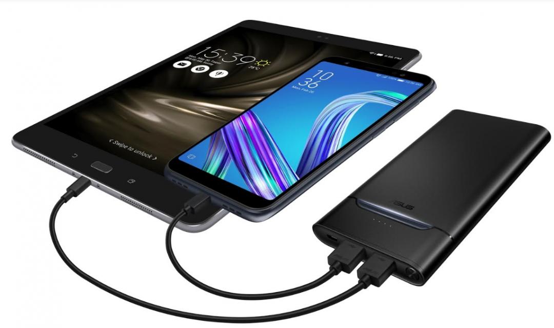 內建智慧充電燈效的華碩Asus ZenPower 行動電源,採用大容量的10000mAh鋰離子聚合物電芯,並配備兩個USB-A輸出,可同時為兩台裝置充電。(圖/華碩提供)
