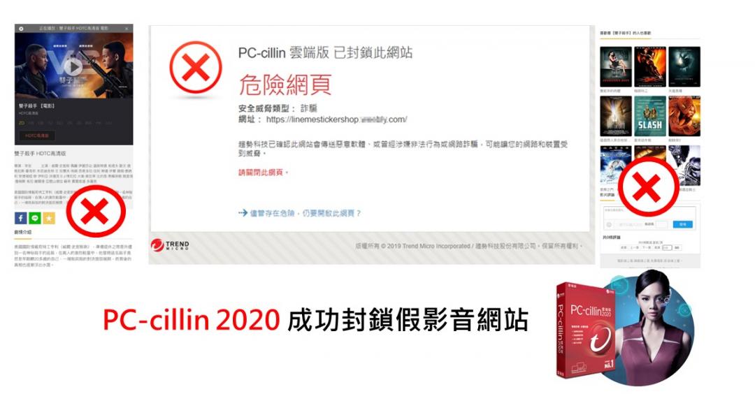 趨勢科技PC-cillin 2020雲端版,可成功封鎖假影音網址,即時偵測攔截避免用戶個資被竊。。(圖趨勢科技提供)