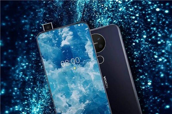 外媒曝光 Nokia 8.2渲染圖，傳聞消息稱前自拍相機將採用彈出式、主相機將配置四顆鏡頭。（圖翻攝自 Nokia Poweruser）