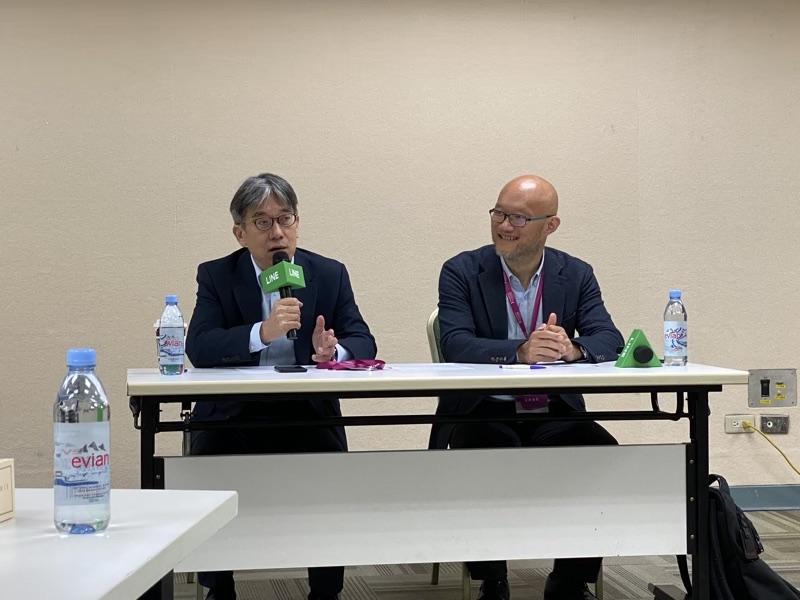 圖左為 LINE Bank 籌備處執行長黃以孟,右為 LINE 台灣董事總經理陳立人(圖/記者黃敬淳攝)