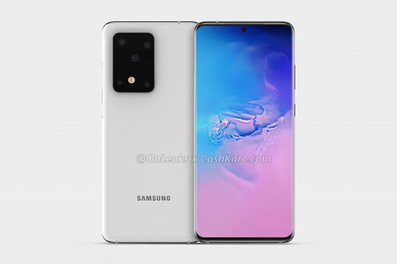 圖為 Galaxy S20 的渲染圖,採用了不同的主相機設計,以及鑽孔式螢幕(圖/翻攝自 @OnLeaks 推特)
