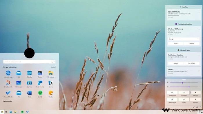 Window 10 的「方塊磚」在 Windows 10X 也移除了(圖/翻攝自 Windows Central)