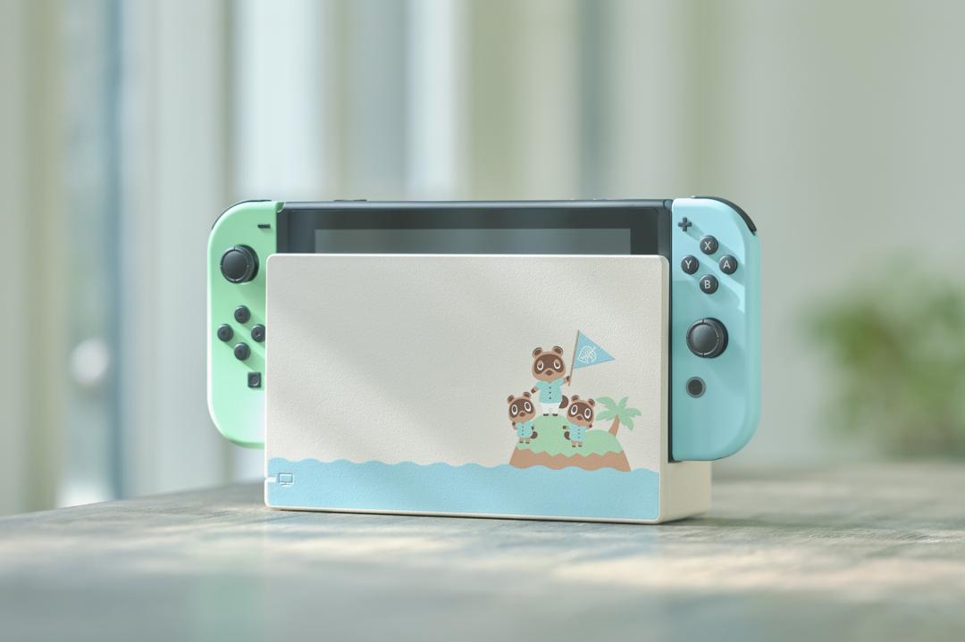 任天堂為遊戲新作《集合啦!動物森友會》推出的特別版Switch 主機。(圖/翻攝任天堂官網)