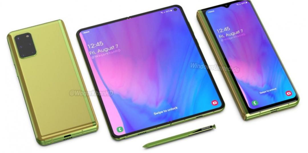 外媒釋出據稱為二代 Galaxy Fold 2摺疊機的多張概念渲染圖。(圖翻攝自Windows United)
