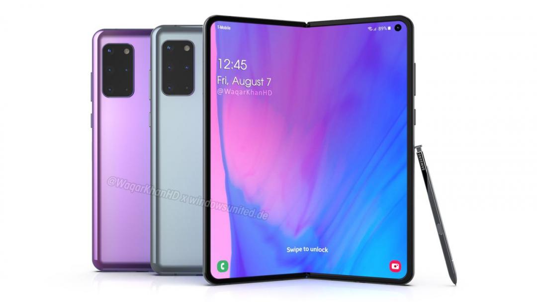 外媒釋出據稱為二代 Galaxy Fold 2摺疊機的多張概念渲染圖。(圖翻攝自Windows United)