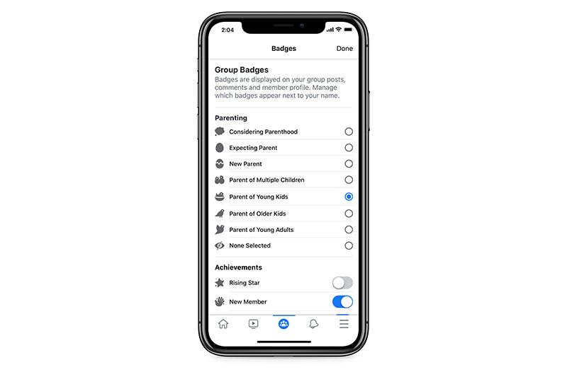 Facebook 推出標章功能,讓社團成員了解彼此的育兒階段,協助成員輕鬆找到可能遇到相同狀況的社團成員。(圖片來源/臉書提供)