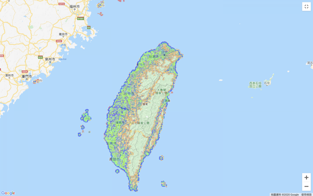 遠傳 5G 涵蓋率地圖,稍微有點偏紫的區域為 5G 涵蓋範圍(圖/翻攝遠傳網站)