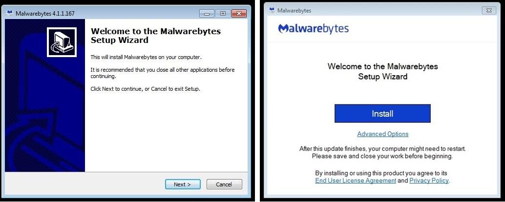 圖左為假冒版；圖右為正版。(圖翻攝Avast官方部落格）