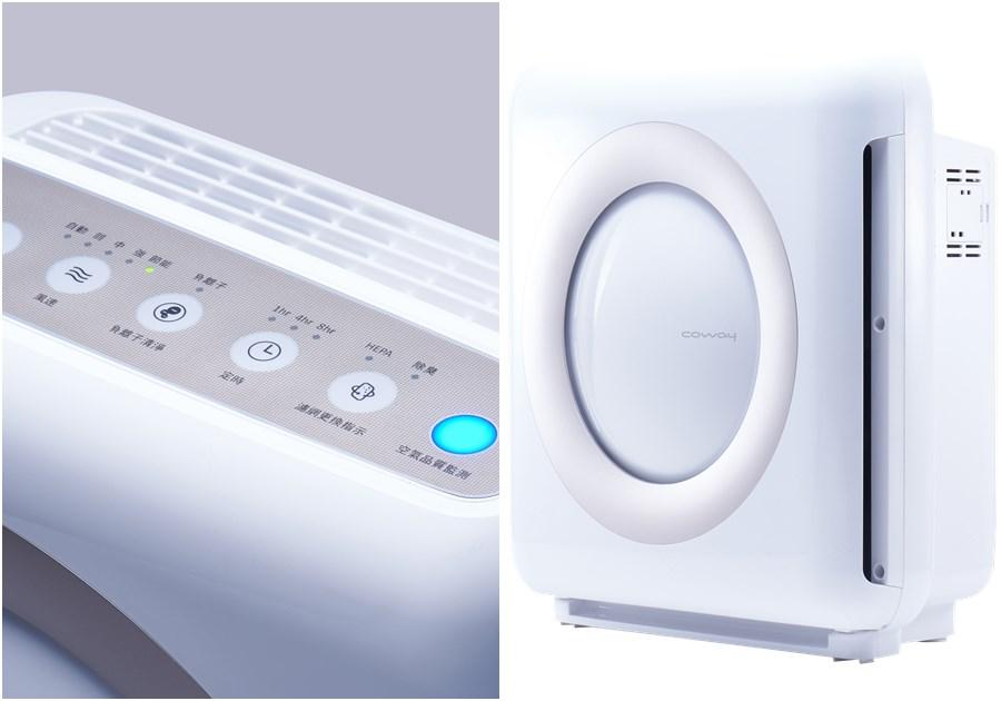 Coway 旗艦環禦空氣清淨機AP-1512HHW,內建空氣指示燈可顯示當下的空氣品質。(圖/恆隆行)