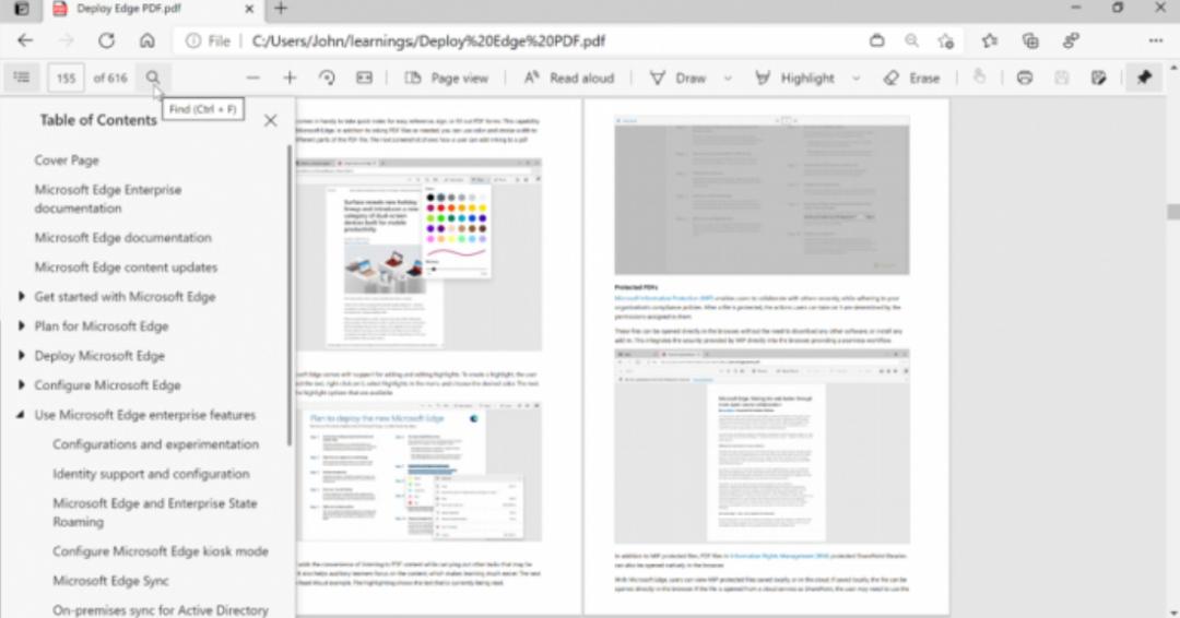 Edge 瀏覽器內建的PDF閱讀器將增添多項實用功能。（圖／ 翻攝自微軟官網）