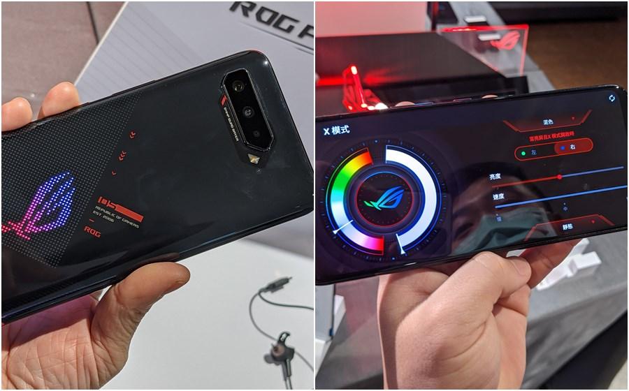 ROG Phone 5機背的ROG LOGO燈效,可支援兩種顏色混搭。(圖/記者劉惠琴攝)