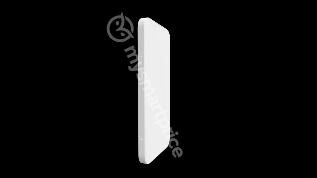 爆料釋出的 iPhone 13 模型圖,劉海位置配置有調整。(圖/翻攝 Mysmartprice)
