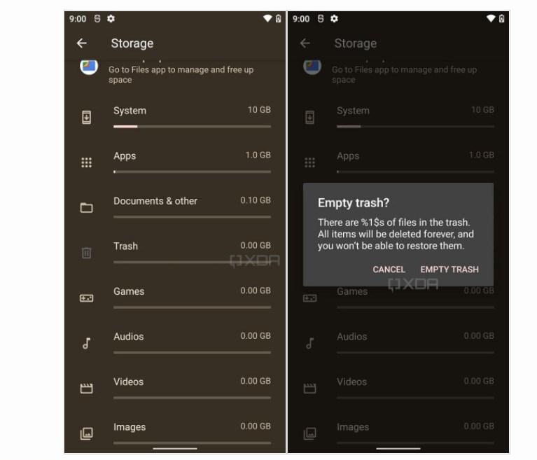 外媒從Android 12系統開發者測試版的程式碼中,發現「垃圾桶」新功能。(圖翻攝《XDA 開發者論壇》)