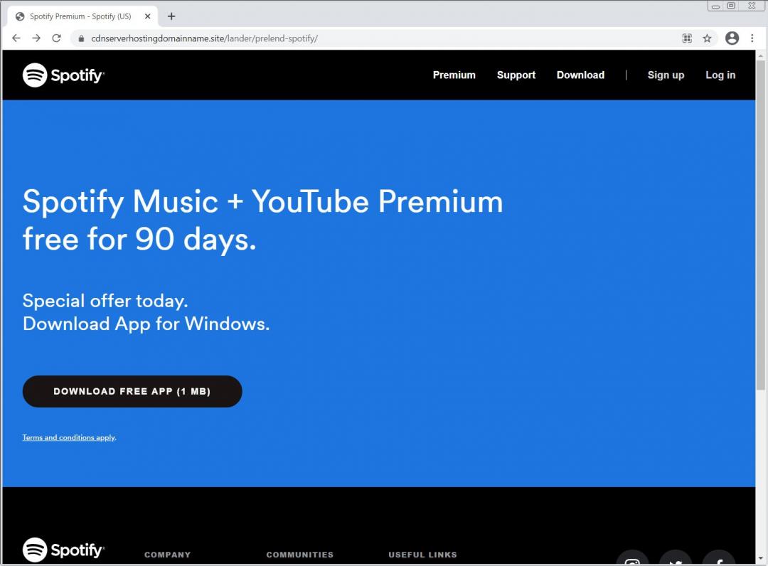 假冒Spotify登入頁面。(圖翻攝bleepingcomputer)
