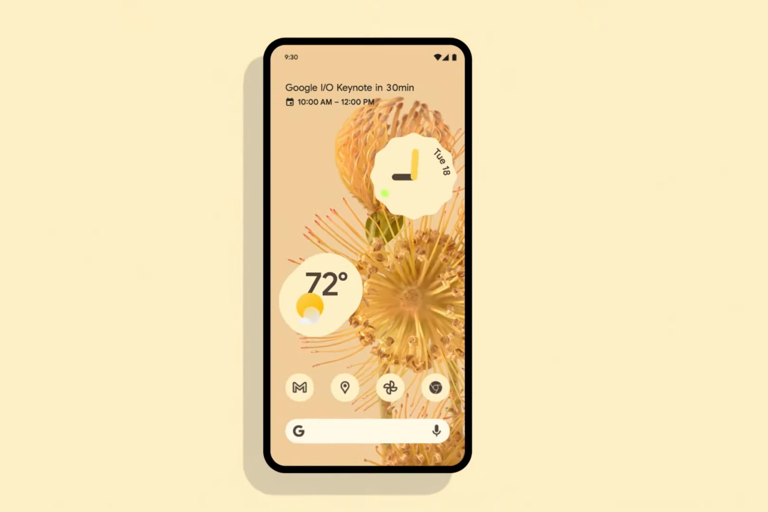 新版的 Android 12 外觀設計 (圖/翻攝自 Google 影片)