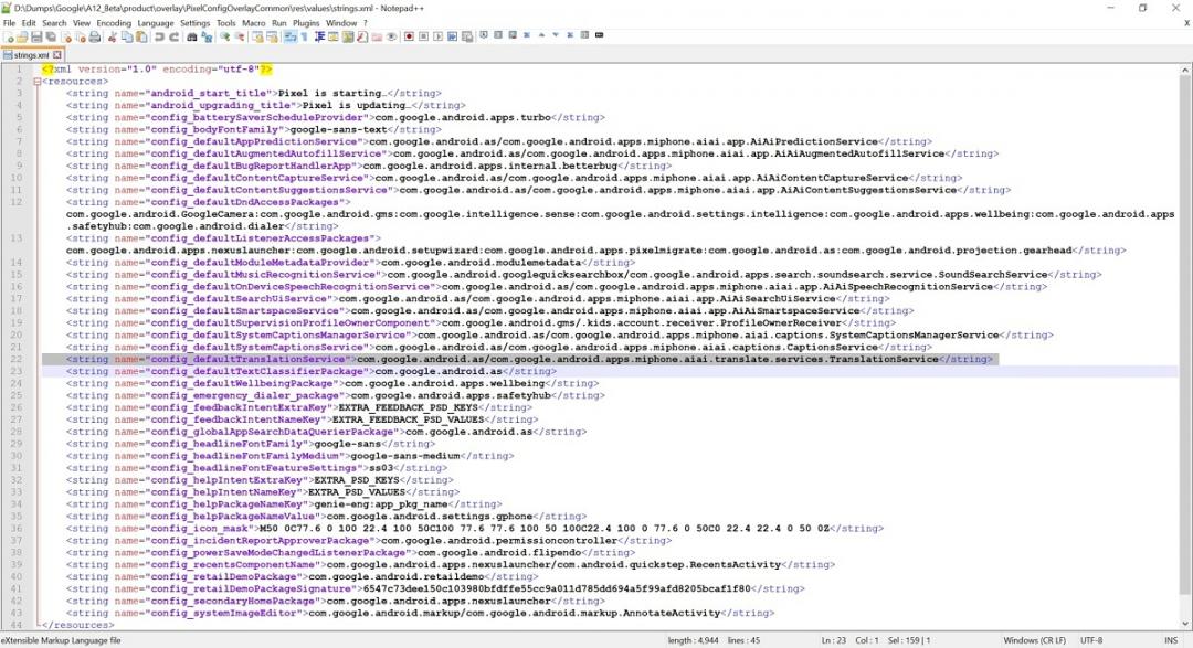 開發者在Android 12系統的程式代碼中挖掘到與App即時翻譯相關的線索。（圖翻攝《XDA 開發者論壇》）