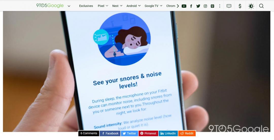 外媒從新版的Fitbit App 內部程式代碼,發現到一項與打鼾偵測有關的新功能。(圖翻攝9to5Google)