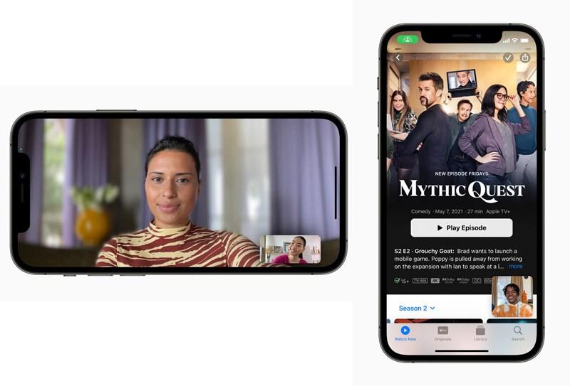 FaceTime 視訊通話支援可虛化背景的「人像」模式。透過「SharePlay」共享功能，進行FaceTime 視訊時，可與好友一起同時聽音樂、看電影。（圖／蘋果提供）