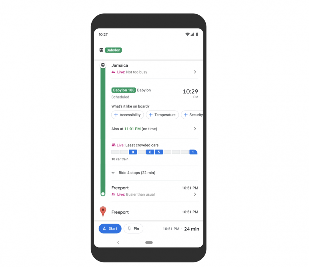 Google 正在紐約、雪梨測試捷運系統的單節車廂擁擠程度。(圖/翻攝 Google Maps)