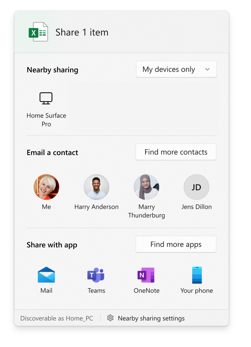 新的分享介面，透過右鍵點擊分享。（圖／翻攝 windowslatest）