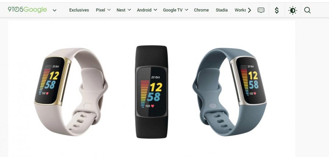今年將登場的Fitbit Charge 5 新款智慧手環，傳出將首次搭載彩色觸控螢幕。（圖翻攝9to5Google）