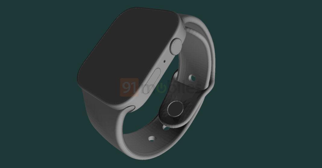 外傳今年秋季將發表的新一代 Apple Watch 外觀設計,邊框改為平整造型,邊框也更窄縮。(圖/翻攝 91mobiles)