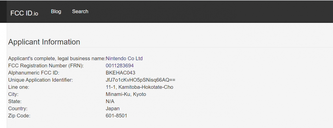 編號為「HAC043」的任天堂新型遙控手把，現身於美國FCC聯邦通信委員會的認證文件資料庫上。（圖翻攝FCC官網）