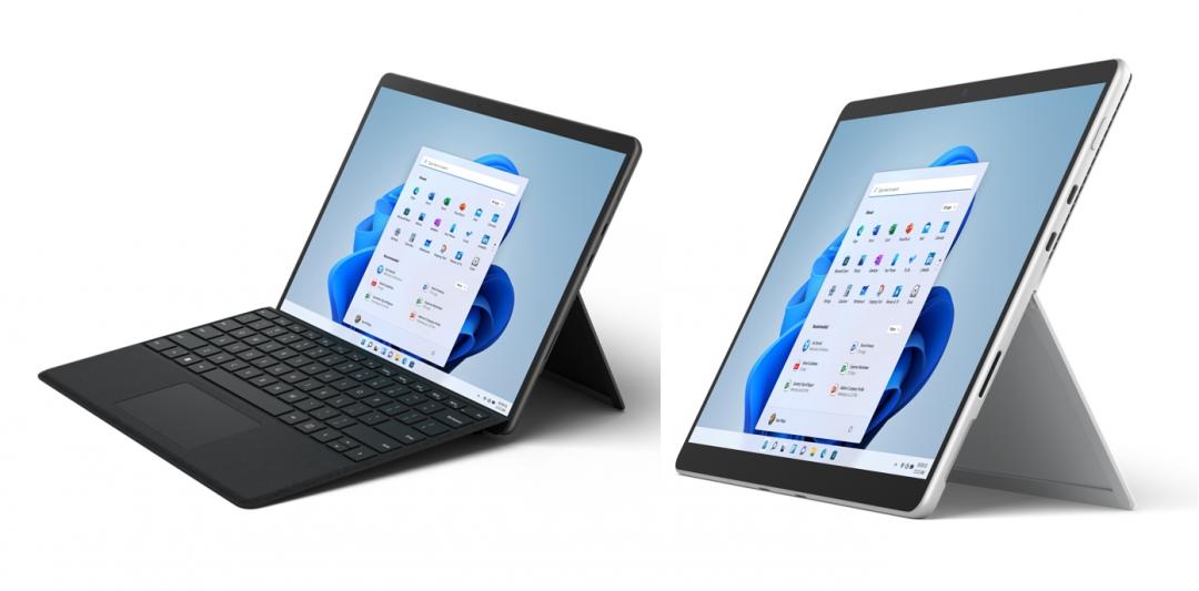 Surface Pro 8，搭13吋螢幕，支援全新的Surface Slim Pen觸控筆，帶來更流暢的手寫體驗，配置可拆卸式鍵盤。（圖翻攝微軟官網）